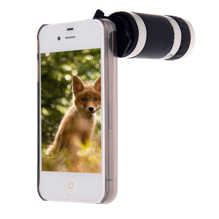 8X Zoom Lens Mobile Phone Telescope + Crystal Case for iPhone 4 & 4S (Grey)