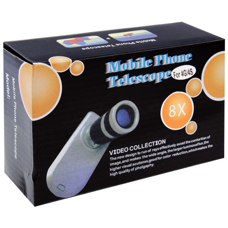 8X Zoom Lens Mobile Phone Telescope + Crystal Case for iPhone 4 & 4S (Grey)
