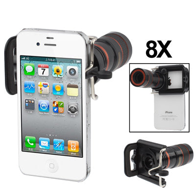 Universal 8X F1.1 Zoom Optical Digital Camera Telescope with Adjusted Holder, For iPhone, Galaxy, Huawei, Xiaomi, LG, HTC and Other Smart Phones(Black)