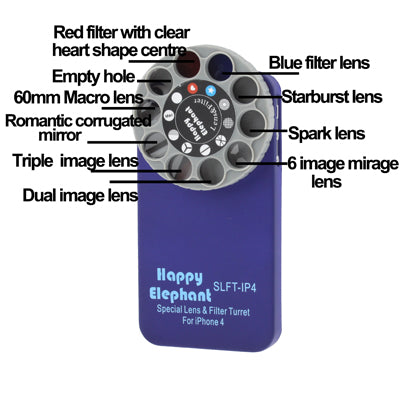 Happy Elephant Special Lens & Filter Turret with Plastic Case for iPhone 4 & 4S