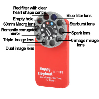 Happy Elephant Special Lens & Filter Turret with Plastic Case for iPhone 4 & 4S
