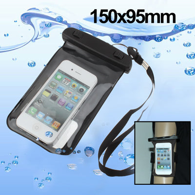 Sports Waterproof Armband + Strap Bag for Digital Camera, iPhone 4 & 4S / 3GS / 3G, iPod touch and Other Similar Size Mobile Phones (Size: 150x95mm)(Black)