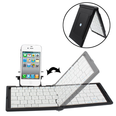 Folding Plastic Bluetooth Keyboard with Holder for iPhone 6 & 6S / iPhone 5 & 5C & 5S / iPhone 4 & 4S(White)
