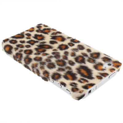 Leopard Texture Style Plastic Case with Fluff for iPhone 4 & 4S