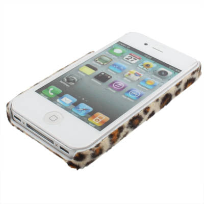 Leopard Texture Style Plastic Case with Fluff for iPhone 4 & 4S