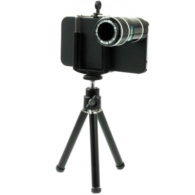 12X Optical Zoom Telescope Lens with Tripod + Cell Case for iPhone 4 & 4S(Black)