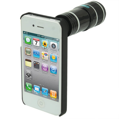 12X Optical Zoom Telescope Lens with Tripod + Cell Case for iPhone 4 & 4S(Black)