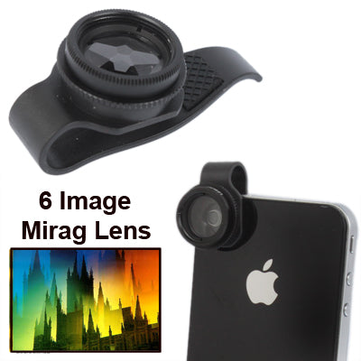 6 Image Mirage Lens with Clip for iPhone 5 / iPhone 4 & 4S, New iPad (iPad 3) / iPad 2(Black)