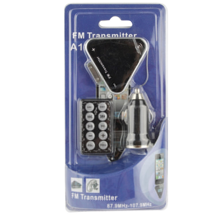 Triangle Style iPhone 30 Pin + 3.5mm Jack 87.5MHz to 108MHz FM Transmitter with Remote Control & Car Charger, For iPhone 4 & 4S, iPhone 3GS / 3G, iPad 3 / iPad 2 / iPad(Black)