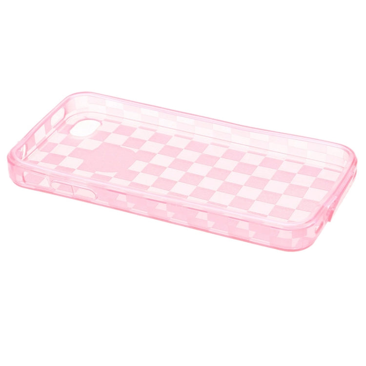 Grid Pattern Translucent TPU Case with Anti-dust Plug for iPhone 4 & 4S(Pink)