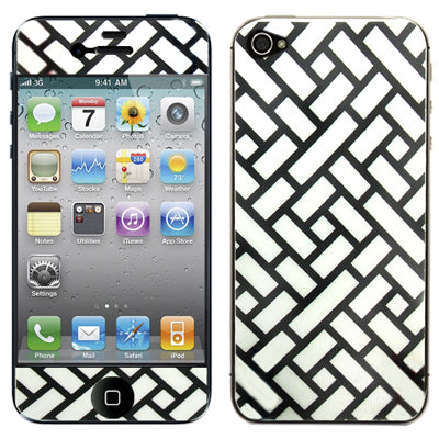 2 in 1 (Front Screen + Back Cover) Black and White Labyrinth Pattern Screen Protector for iPhone 4 & 4S