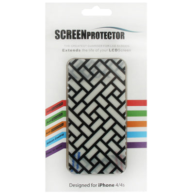 2 in 1 (Front Screen + Back Cover) Black and White Labyrinth Pattern Screen Protector for iPhone 4 & 4S