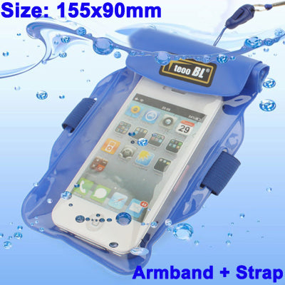 Sports Waterproof Armband + Strap Bag for Digital Camera, iPhone 4 / 3GS / 3G, iPod Touch and Other Similar Size Mobile Phones , Size: 155x90mm(Blue)