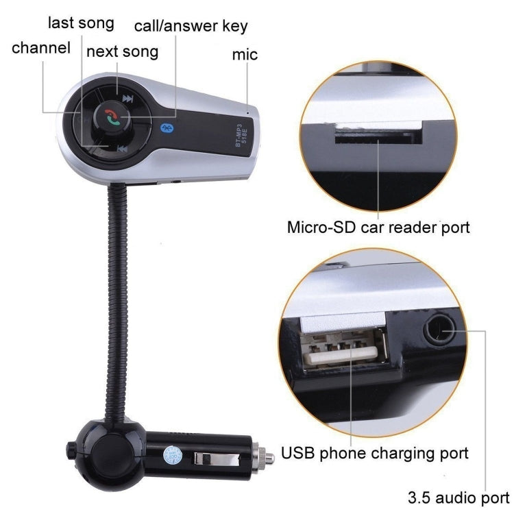 3.5mm Jack Bluetooth FM Modulator with 21 Keys Remote Controller for iPhone 5 & 5C & 5S / iPhone 4 & 4S / iPad, LED Display, Have CVC Noise Suppression