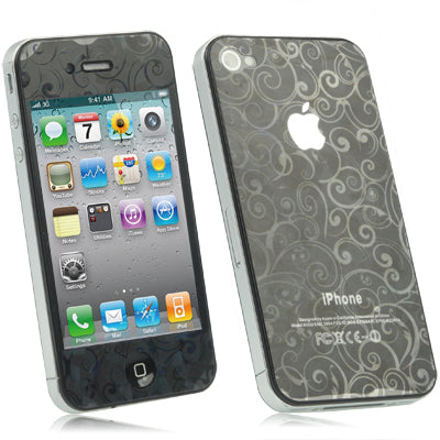 2 in 1 (Front Screen + Back Cover) Flower Vine 3D Film Screen Protector for iPhone 4 & 4S