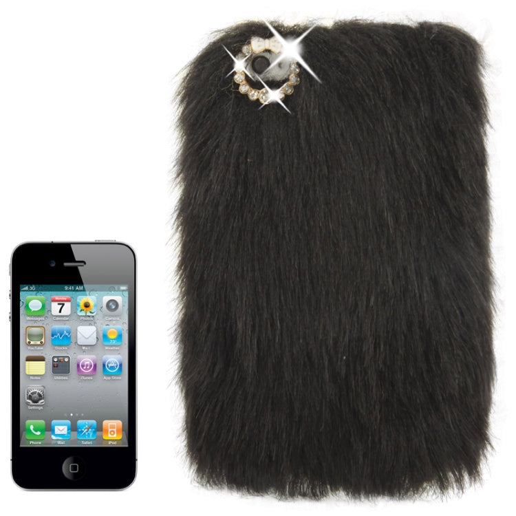 Diamond Encrusted Winter Warm Fur Plastic Case for iPhone 4 & 4S