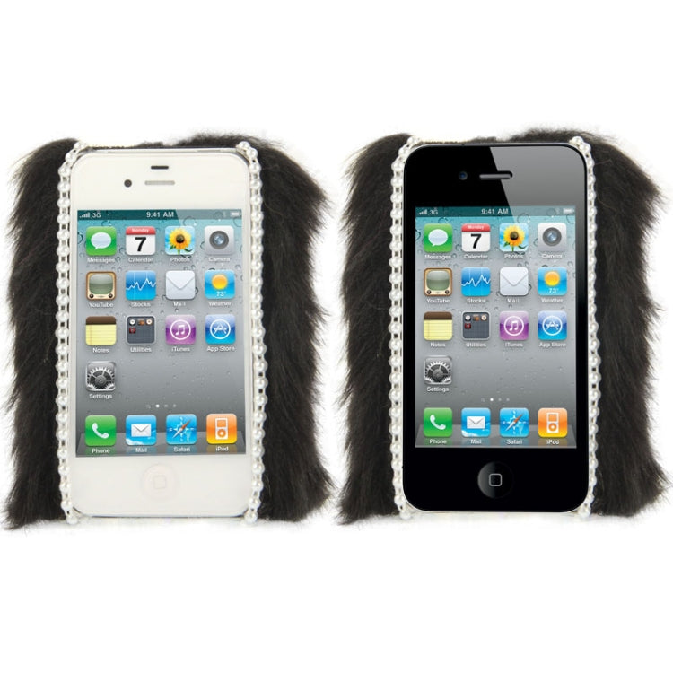 Diamond Encrusted Winter Warm Fur Plastic Case for iPhone 4 & 4S