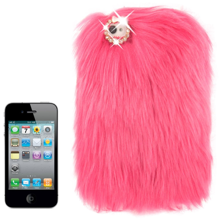 Diamond Encrusted Winter Warm Fur Plastic Case for iPhone 4 & 4S