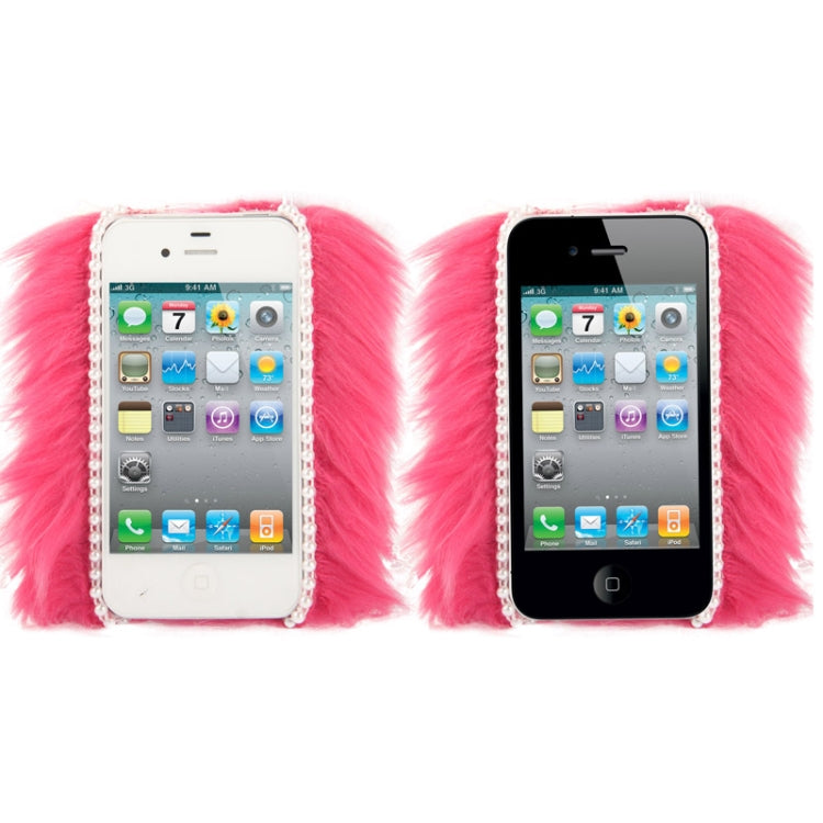 Diamond Encrusted Winter Warm Fur Plastic Case for iPhone 4 & 4S