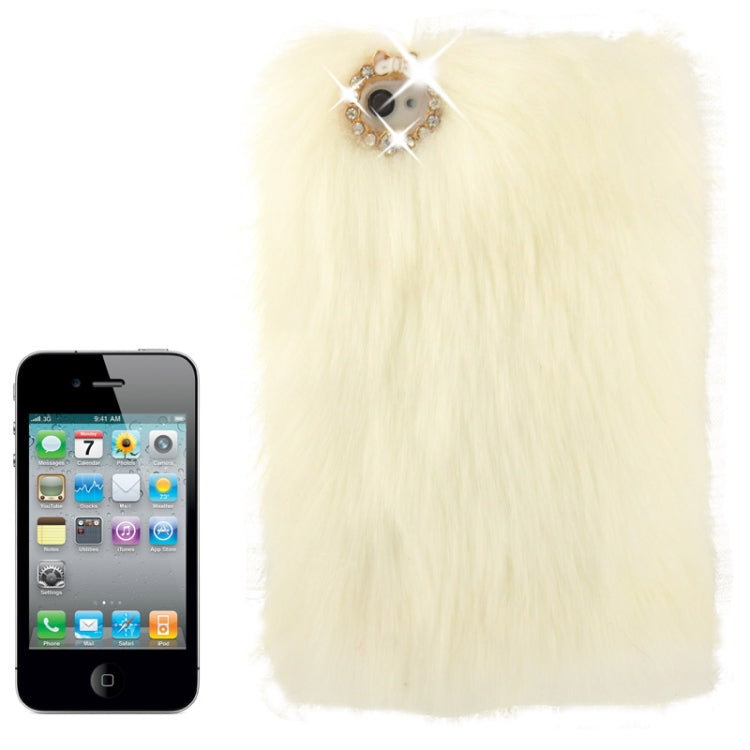 Diamond Encrusted Winter Warm Fur Plastic Case for iPhone 4 & 4S