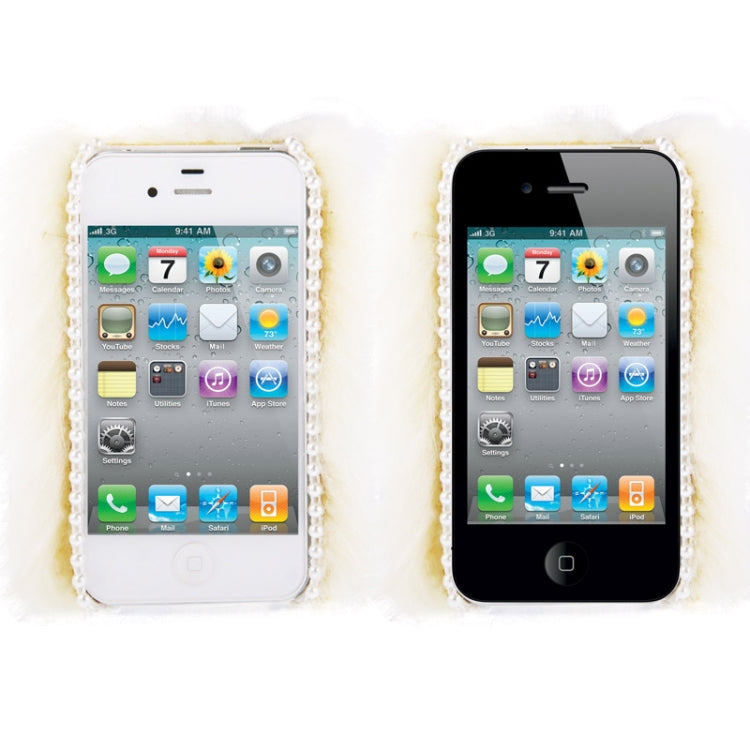 Diamond Encrusted Winter Warm Fur Plastic Case for iPhone 4 & 4S