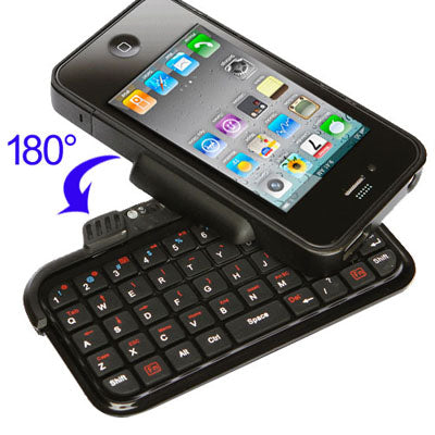 TK-421 Tablet Case with Flip-out Bluetooth Keyboard for iPhone 4, 180 Degree Rotate(Black)