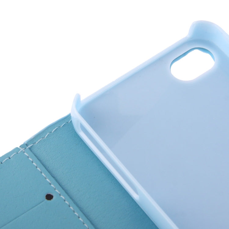 Rubbery Diamond Encrusted Horizontal Flip Leather Case with Credit Card Slots for iPhone 4 & 4S
