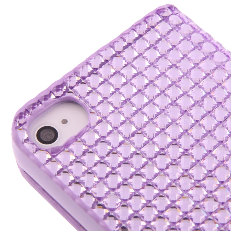 Rubbery Diamond Encrusted Horizontal Flip Leather Case with Credit Card Slots for iPhone 4 & 4S