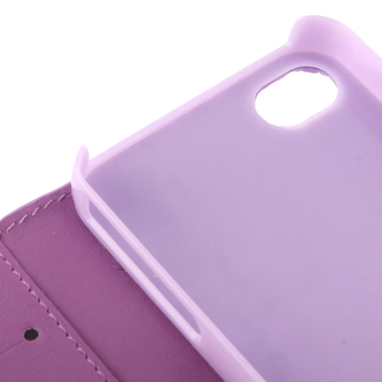 Rubbery Diamond Encrusted Horizontal Flip Leather Case with Credit Card Slots for iPhone 4 & 4S