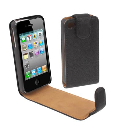 Real Cowhide Leather Case for iPhone 4 & 4S / iPhone 4 (CDMA), Black(Black)