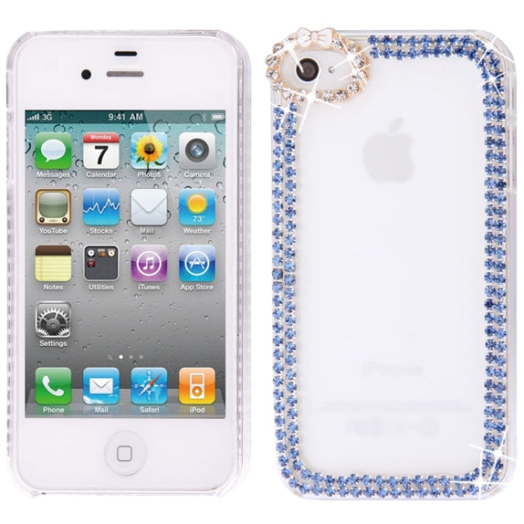 Bowknot Transparent Diamond Encrusted Plastic Case for iPhone 4 & 4S