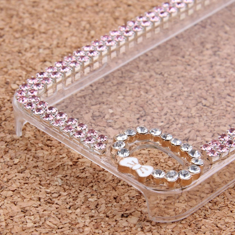 Bowknot Transparent Diamond Encrusted Plastic Case for iPhone 4 & 4S