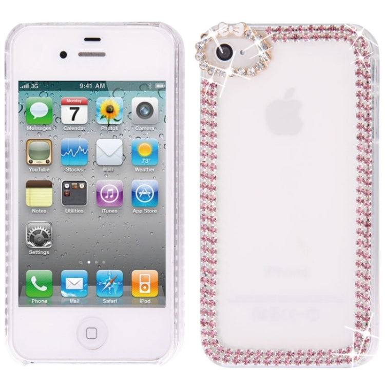 Bowknot Transparent Diamond Encrusted Plastic Case for iPhone 4 & 4S