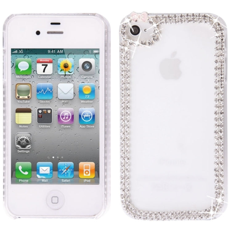 Bowknot Transparent Diamond Encrusted Plastic Case for iPhone 4 & 4S