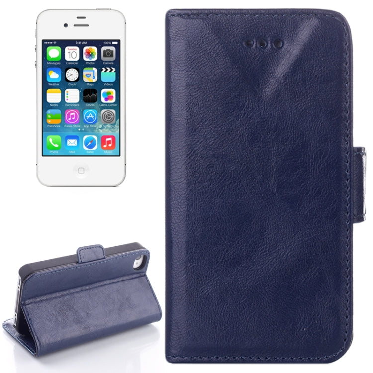 Oil Leather Case with Card Slot & Holder for iPhone 4 & 4S