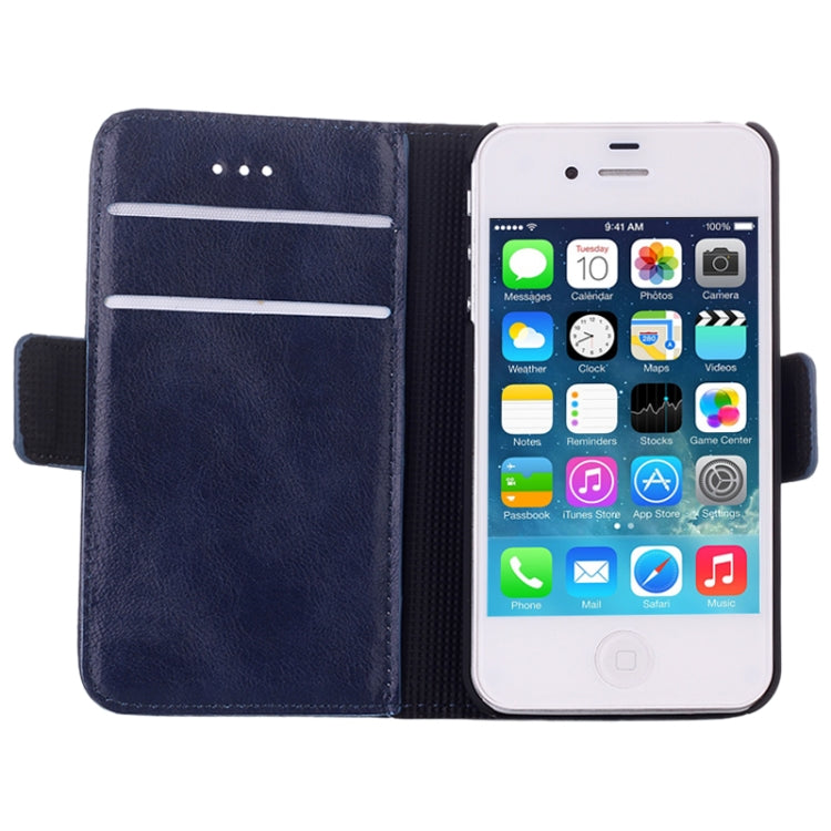 Oil Leather Case with Card Slot & Holder for iPhone 4 & 4S