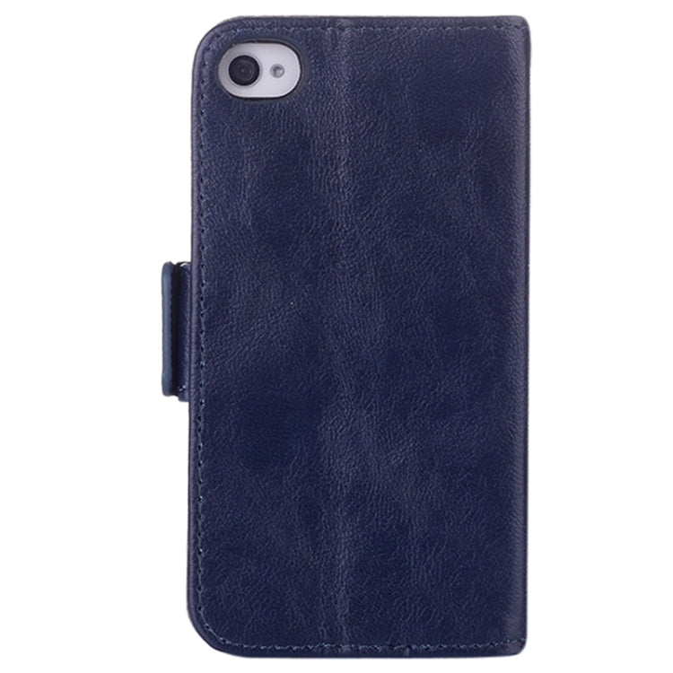 Oil Leather Case with Card Slot & Holder for iPhone 4 & 4S