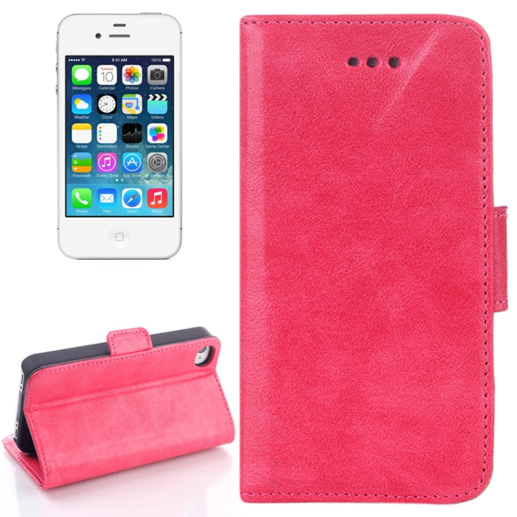 Oil Leather Case with Card Slot & Holder for iPhone 4 & 4S
