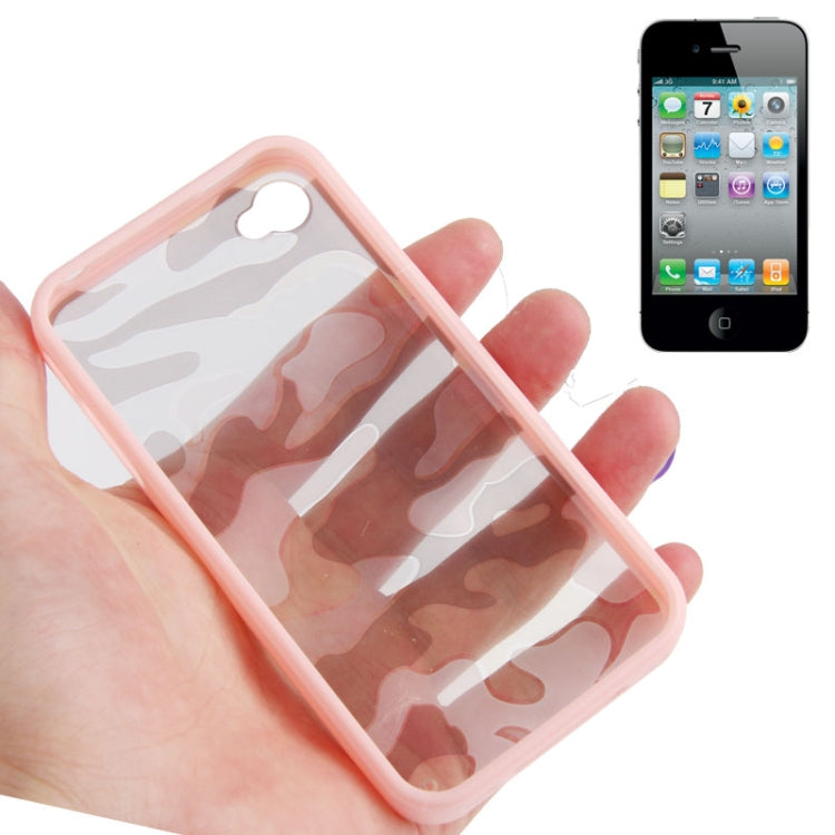 Camouflage Pattern Translucent Plastic + TPU Protective Case for iPhone 4 & 4S (Pink)