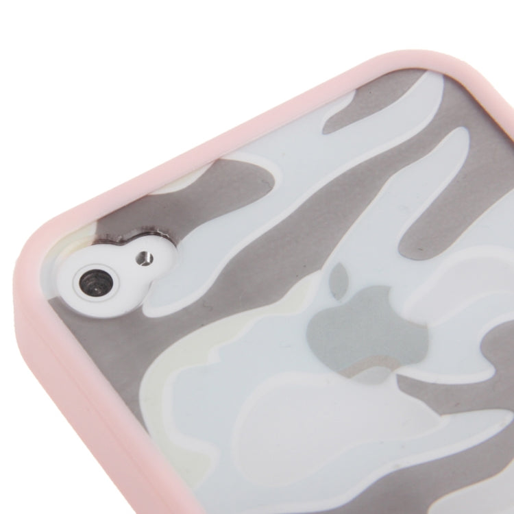 Camouflage Pattern Translucent Plastic + TPU Protective Case for iPhone 4 & 4S (Pink)