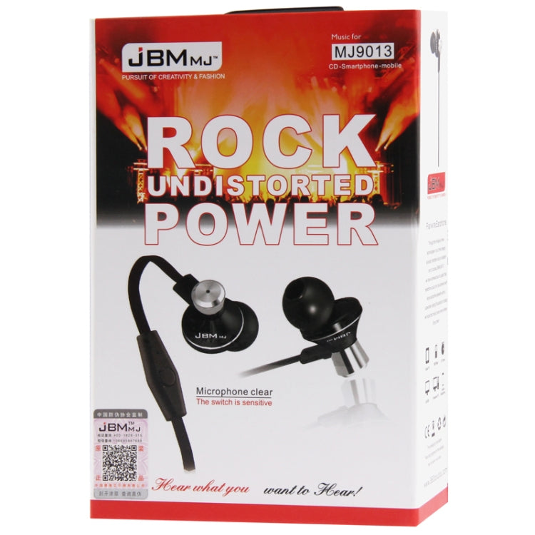 JBM-MJ9013 3.5mm Rock Undistorted Power Headphone, For iPad, iPhone, Galaxy, Huawei, Xiaomi, LG, HTC and Other Smart Phones(Black)