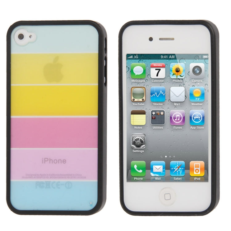 Rainbow Pattern Translucent Plastic + TPU Protective Case for iPhone 4 & 4S
