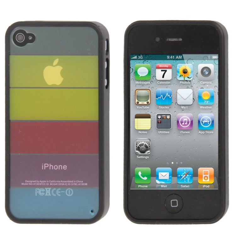 Rainbow Pattern Translucent Plastic + TPU Protective Case for iPhone 4 & 4S