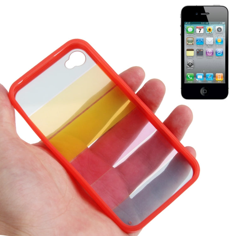 Rainbow Pattern Translucent Plastic + TPU Protective Case for iPhone 4 & 4S