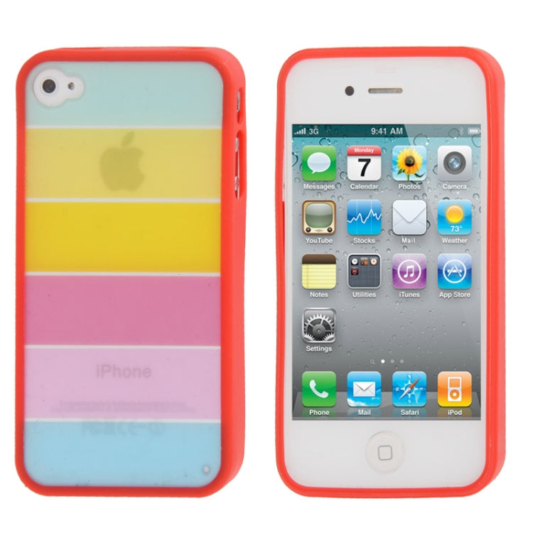 Rainbow Pattern Translucent Plastic + TPU Protective Case for iPhone 4 & 4S