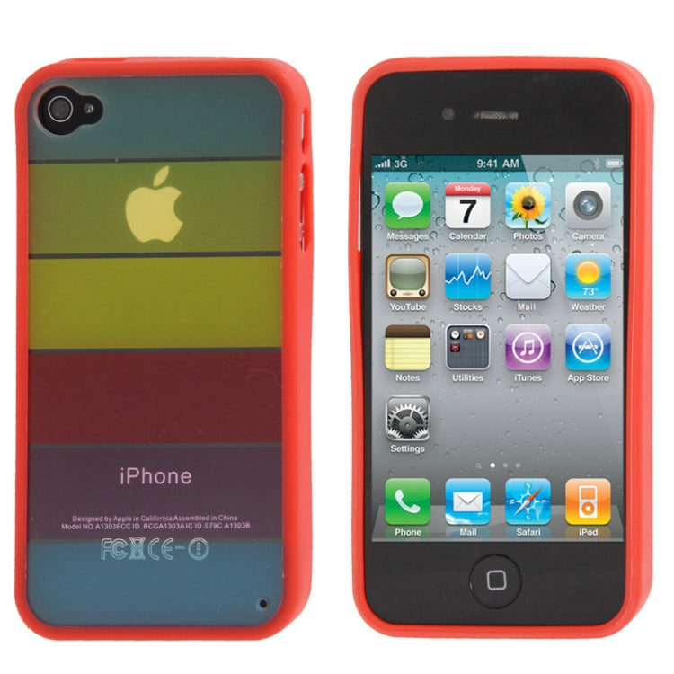 Rainbow Pattern Translucent Plastic + TPU Protective Case for iPhone 4 & 4S
