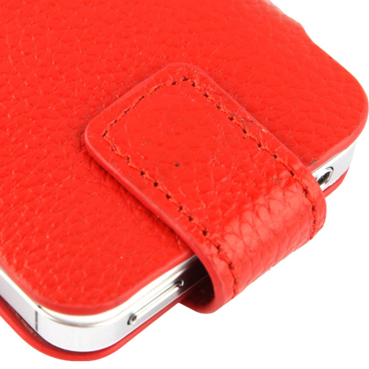 Lichi Texture Vertical Style Top-grain Leather Case for iPhone 4 & 4S