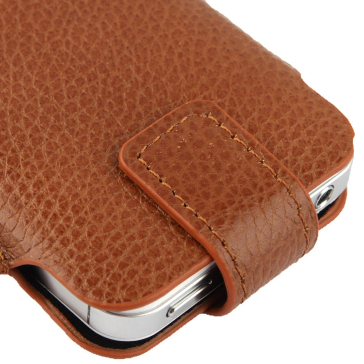 Lichi Texture Vertical Style Top-grain Leather Case for iPhone 4 & 4S