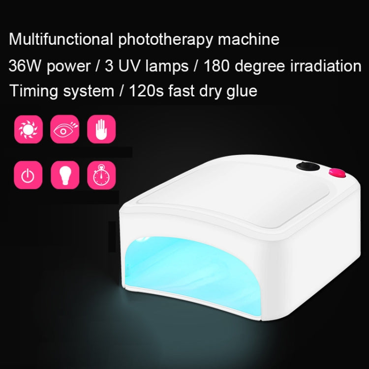 220V 36W Gel Curing UV Lamp, Phone Repair Solidifying Equipment, Nail Dryer with 3pcs UV Bulbs, EU Plug(White)