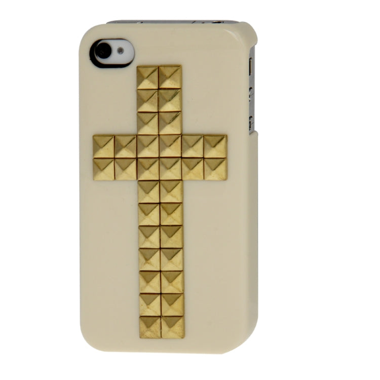 Cross Pattern Diamond Rivet Style Plastic Protective Case for iPhone 4 & 4S